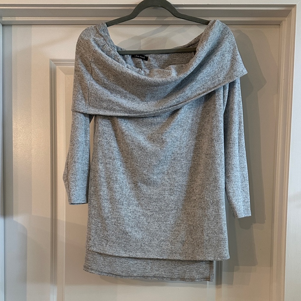 Gray Off-Shoulder Women's Sweater, Small